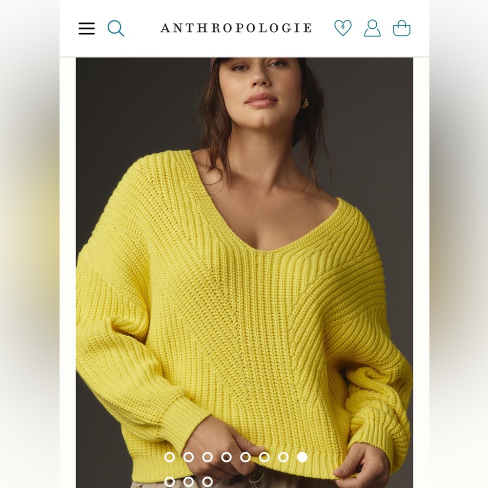 Anthropologie Maeve V-Neck Sculptured Pullover Sweater